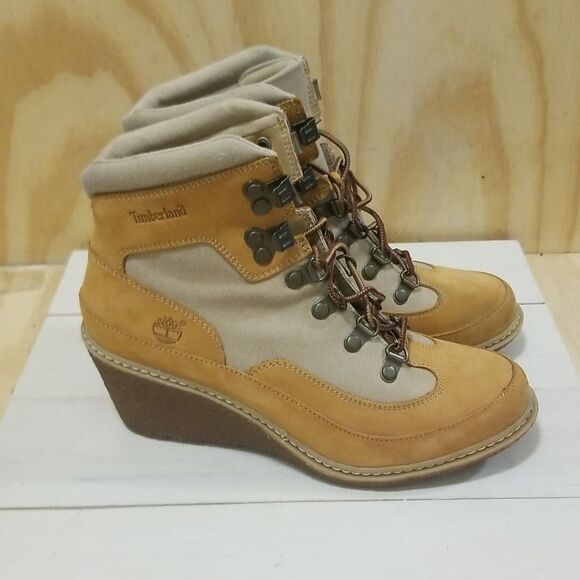 Timberland Boots Womens Size 8 Earthkeepers Amston 3-Inch Bootie Tan Wedge - Picture 6 of 10